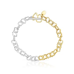 SILVER GOLD PLATED BRACELET BEARS 2 TONE
