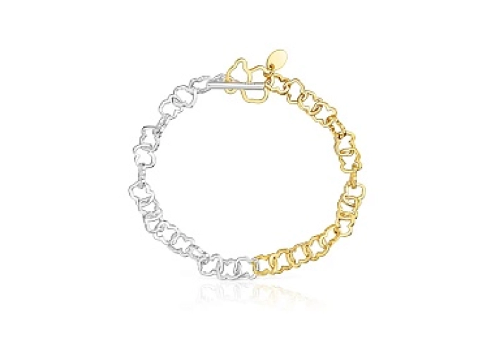 SILVER GOLD PLATED BRACELET BEARS 2 TONE