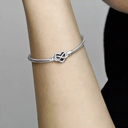 Snake chain sterling silver bracelet with infinity