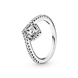 Wishbone sterling silver ring with clear cubiczirc