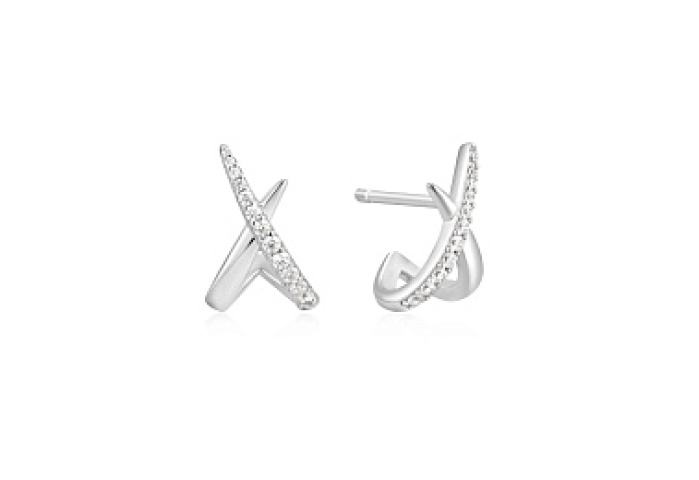 Silver Kiss Polished Pavé Studs