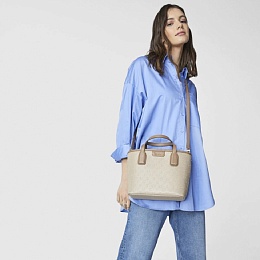PVC.PU.COT,HANDBAG S. SCRIPT DAY TAUPE