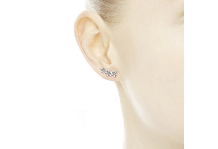 Daisy silver stud earrings with clear cubic zircon