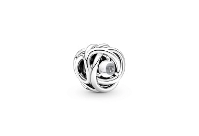 Sterling silver charm with clear cubic zirconia