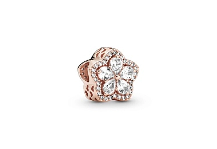 Snowflake 14k rose gold-plated charm with clear cu