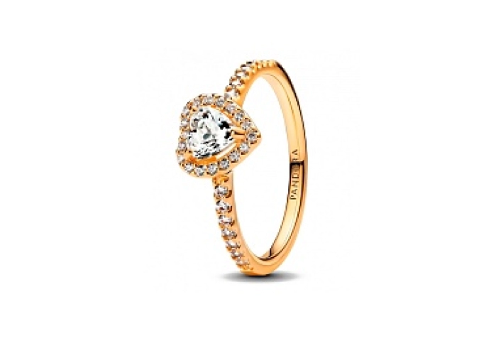 Heart 14k gold-plated ring with clear cubic zircon