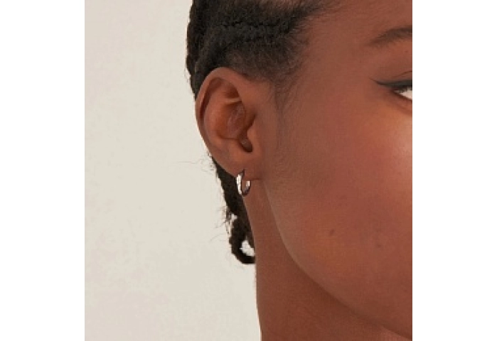 SPARKLE EMBLEM HUGGIE HOOP EARRINGS