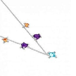 SILVER CHOKER MULTI GEMS CHAIN