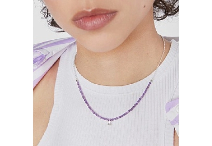 SILVER CHOKER AMETHYST 45CM