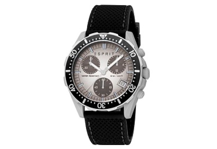 ESPRITColorStrap,Case,Chronograph,MenSilverWatch,Dial,Light5 BlackATMGreySilicone& Silver