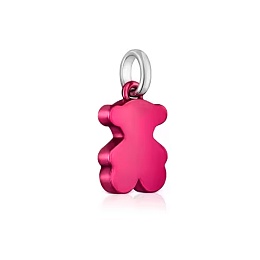 PINK S.STEEL/SILVER PENDANT BEAR 12MM