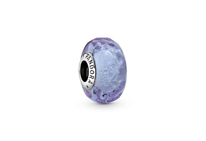 Wavy sterling silver charm with iridescent and lav