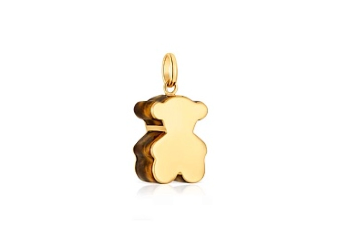 18KT GOLD PENDANT TIGER EYE BEAR 12MM