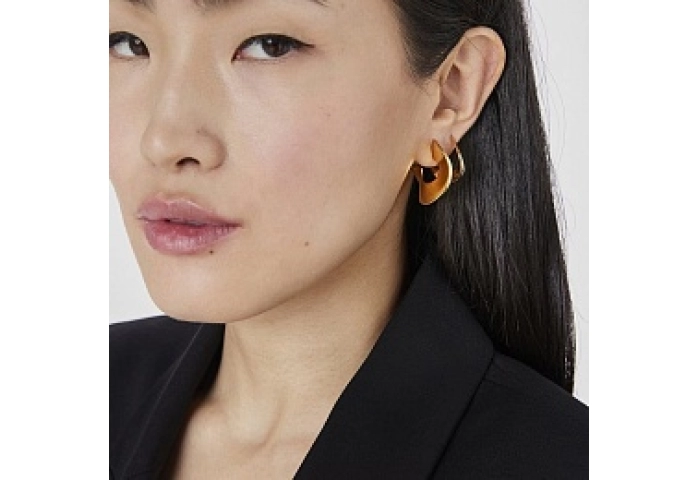 SILVER GOLD PLATED EARRINGS 31MM