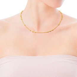 18KT GOLD CHOKER 20 BALLS CHAIN 45CM