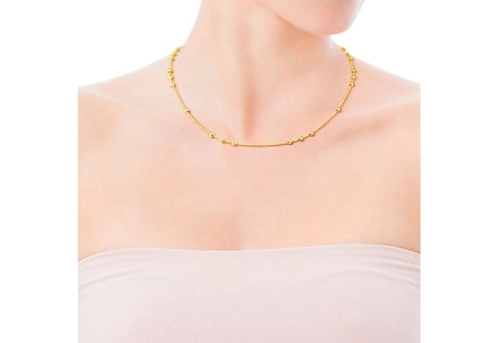 18KT GOLD CHOKER 20 BALLS CHAIN 45CM