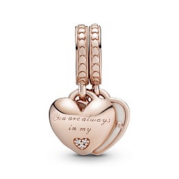 Mother & daughter PANDORA Rose split dangle with silver enamel and clear cubic zirconia/Подвеска-шар