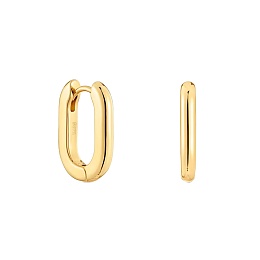 SILVER GOLD PLATED EARRINGS OVAL 18.2MM