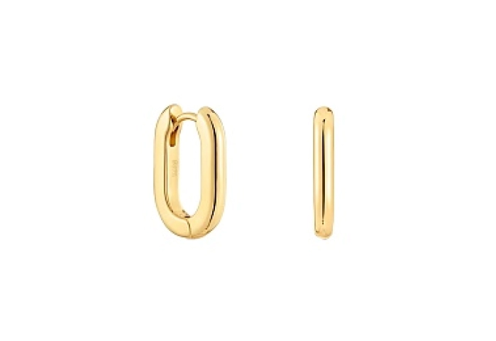 SILVER GOLD PLATED EARRINGS OVAL 18.2MM