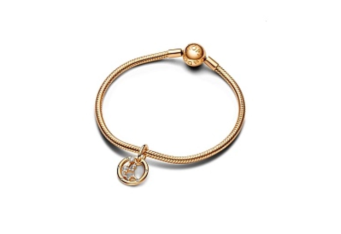 Aquarius zodiac 14k gold-plated dangle with clear 