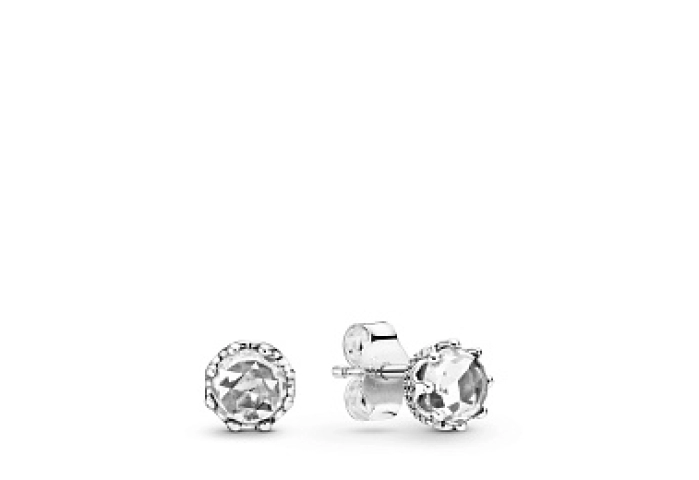 Crown sterling silver stud earrings with clear cub