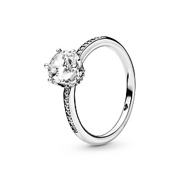 Crown sterling silver ring with clear cubic zircon