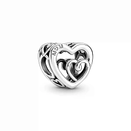 Entwined hearts sterling silver charm