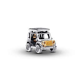 Car sterling silver and 14k gold-plated charm with clear cubic zirconia