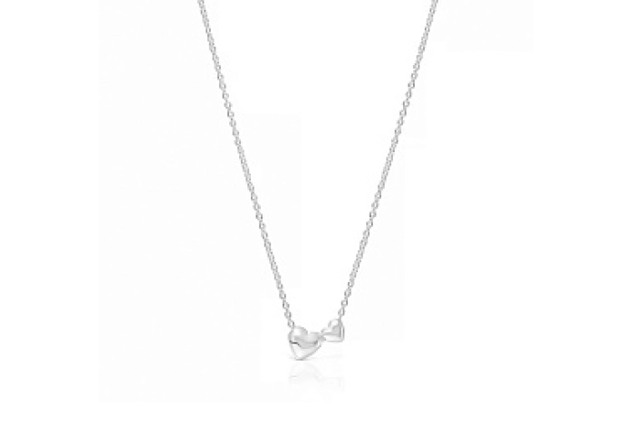 SILVER NECKLACE 2 HEARTS 45CM