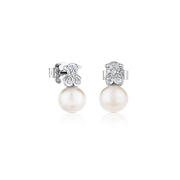 18KT GOLD EARRINGS 0.08CT H/SI C.PEARL