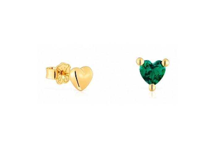 SILVER GOLD PLATED EARR. LGG EMERALD