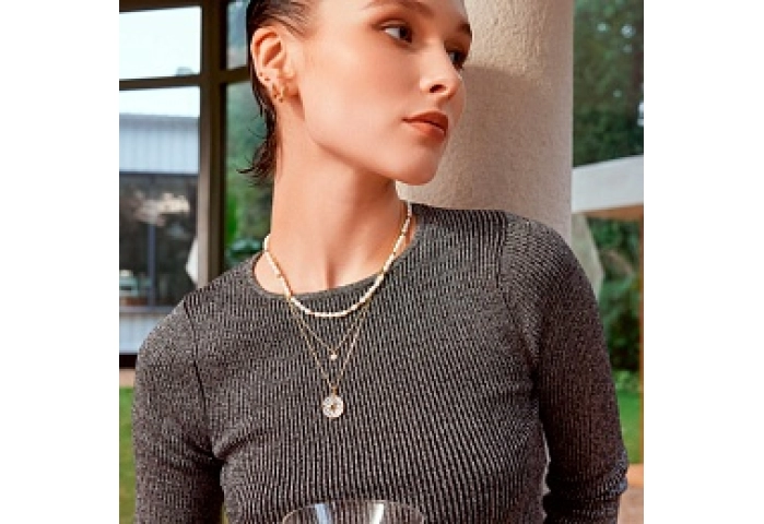 Gold Sphere Pavé Necklace