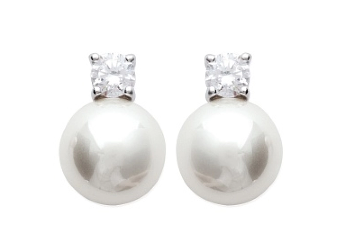 EARRINGSRHODIUMIMIT. PLATEDSILVER CZ925PEARL