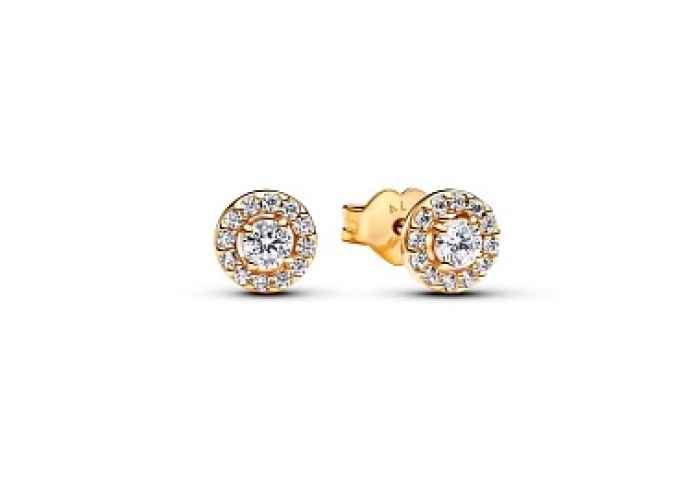 14k Gold-plated stud earrings with clear cubic zir