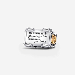 Car sterling silver and 14k gold-plated charm with clear cubic zirconia