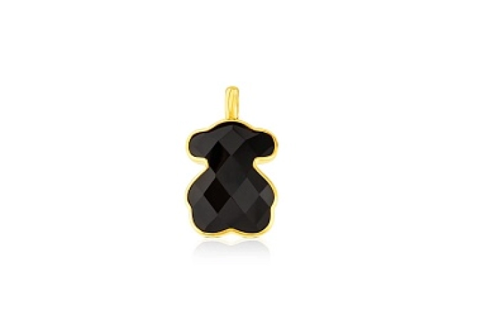 SILVER GOLD PLATED PENDANT ONYX 23MM