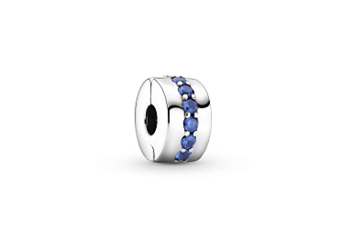 Sterling silver clip with stellar blue crystal