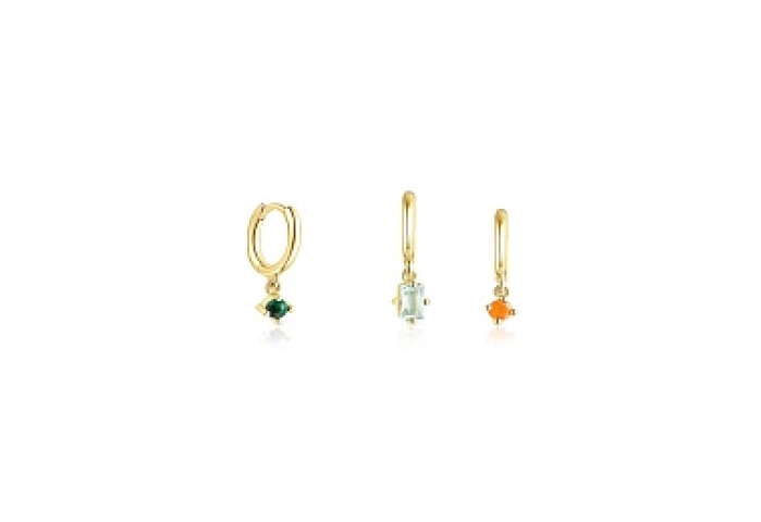 SILVER GOLD PLATED 3 EARRINGS PACK GEMS