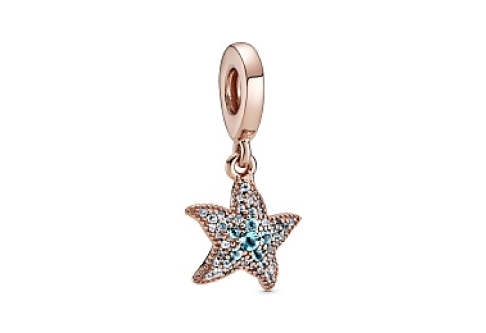 Starfish 14k rose gold-plated dangle with icy blue