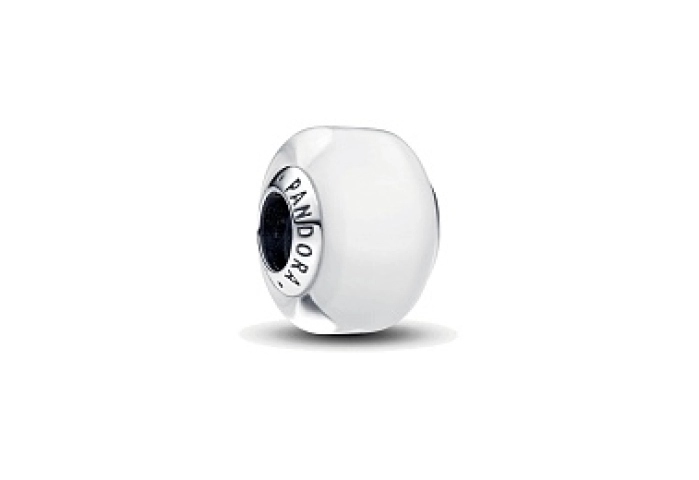 Sterling silver charm with white Murano glass