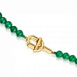 SILVER GOLDPLATED CHOKER GREEN CHALCEDON