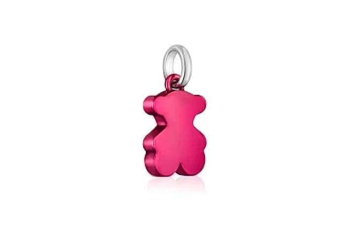 PINK S.STEEL/SILVER PENDANT BEAR 12MM