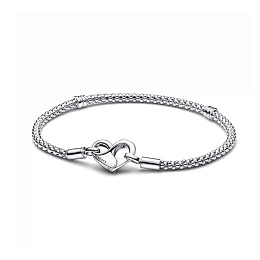 Studded chain sterling silver bracelet with heart 