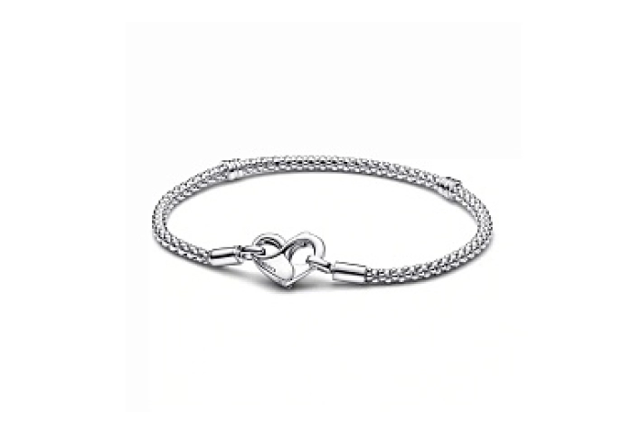 Studded chain sterling silver bracelet with heart 