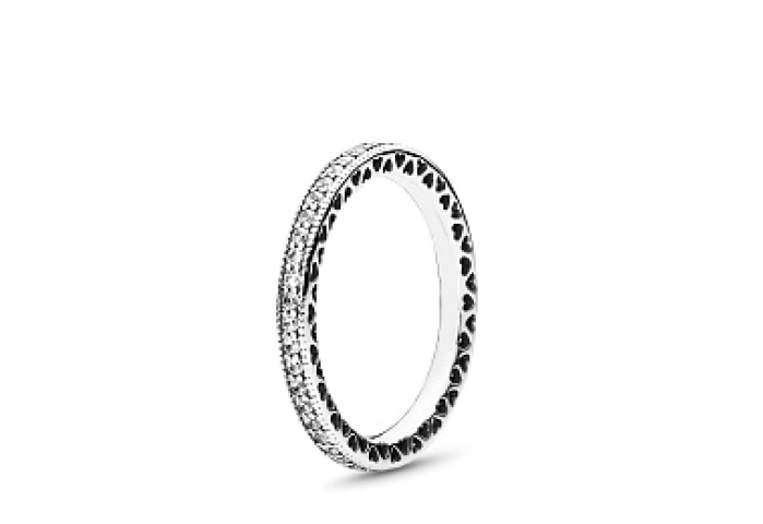 Silver ring with clear cubic zirconia