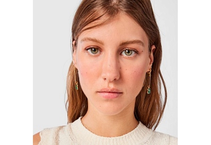 SILVER GOLD PLATED EARRINGS MALACHITE