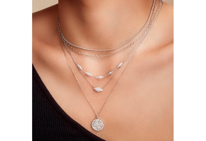 Silver Rectangle Link Chain Necklace