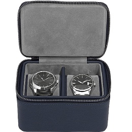 NAVY BLUE DOUBLE WATCH ZIPPED WATCH BOX