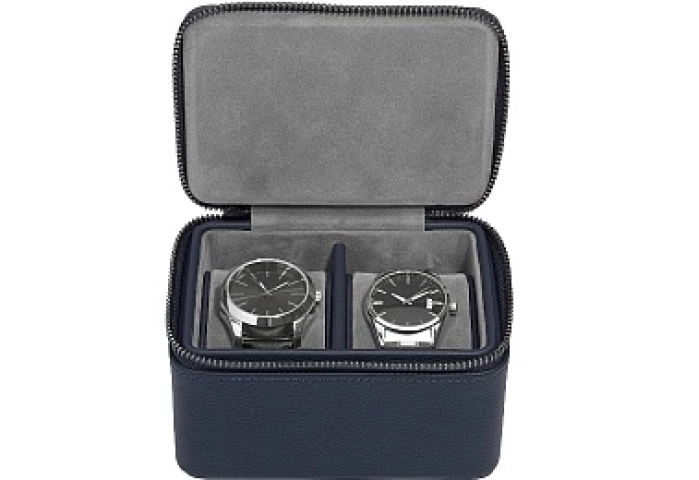 NAVY BLUE DOUBLE WATCH ZIPPED WATCH BOX