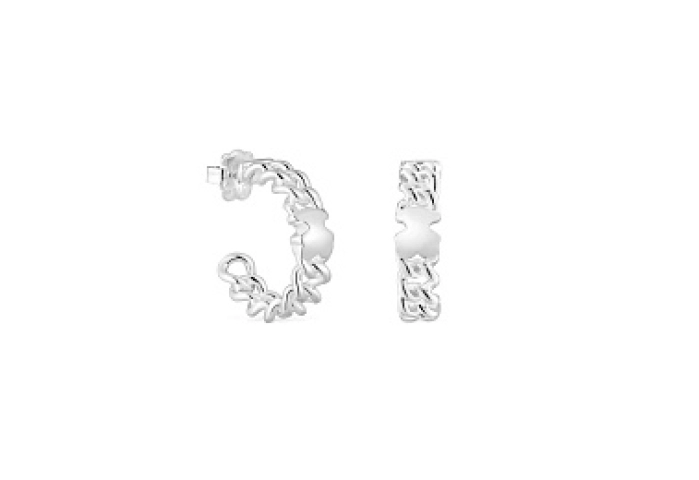 SILVER HOOP EARRINGS BEAR CHAIN  13,5MM